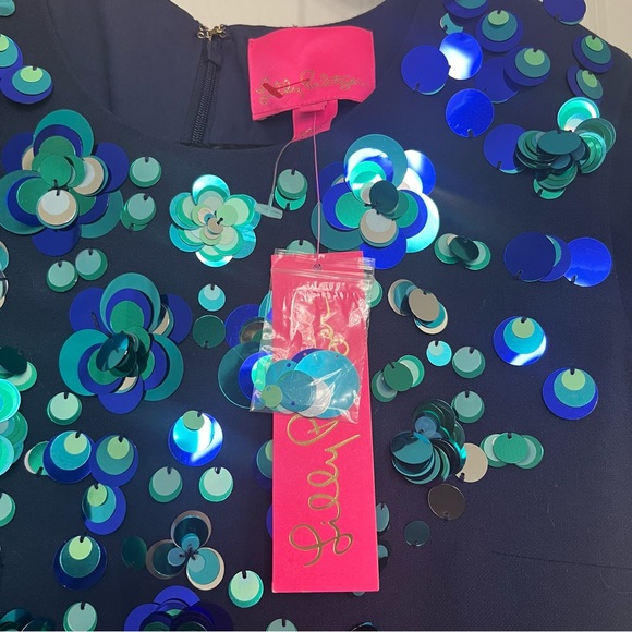 NWT LILY PULITZER “HAVYN DRESS” Navy blue with adornments. Size:4 - Picture 9 of 9